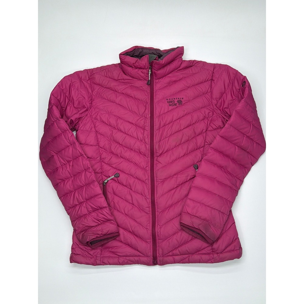 Mountain Hardwear Womens Down Puffer Jacket Magenta Pink Chevron Quilted XS